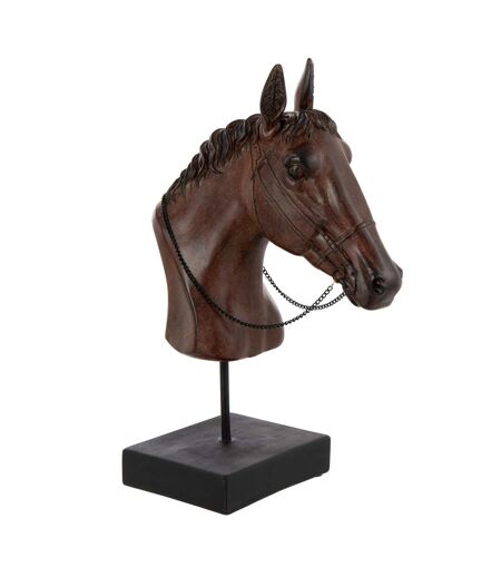 Tête de Cheval sur Socle Ronny 35cm Marron Foncé