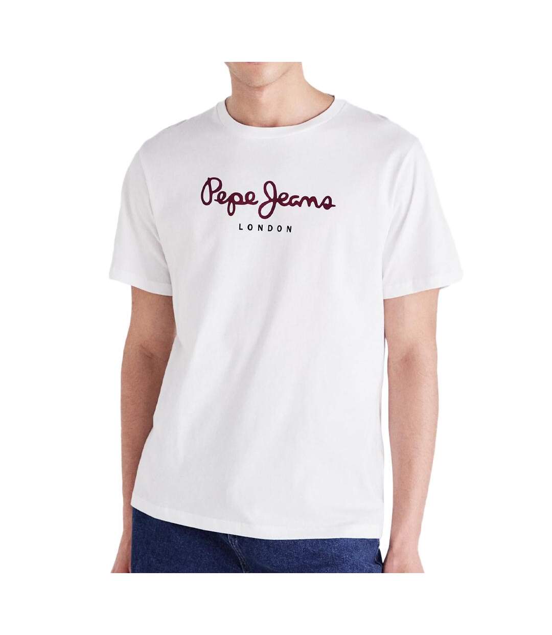 T-shirt Blanc/Bordeaux Homme Pepe jeans Eggo AQW - L-1