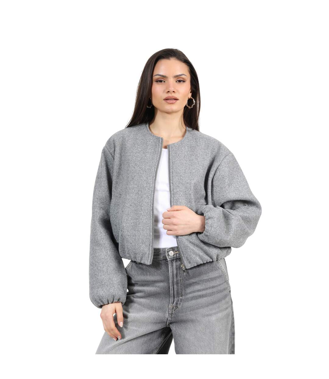 Blouson Aviateur Femme Gris Brave Soul-2