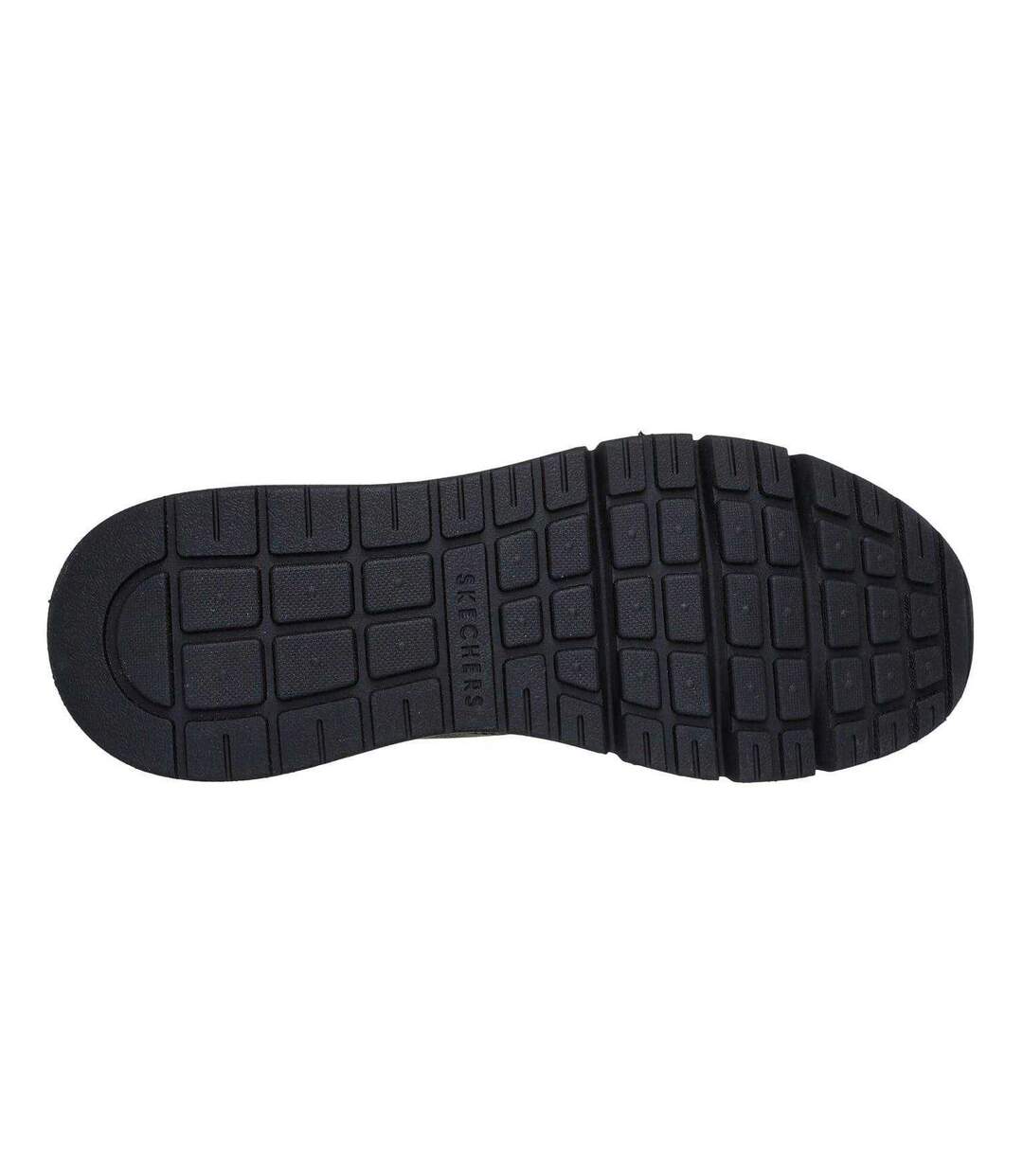 Mens Decorative Leather Air Cushioned Trainers Black Skechers-4
