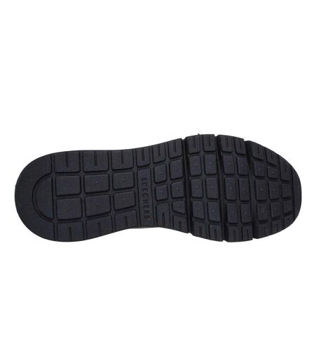 Mens Decorative Leather Air Cushioned Trainers Black Skechers