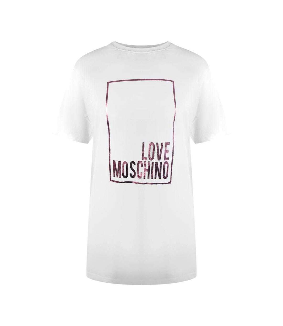 Womens/ladies Love Shiny Heart Cotton T-shirt White Shiny Love Moschino-1