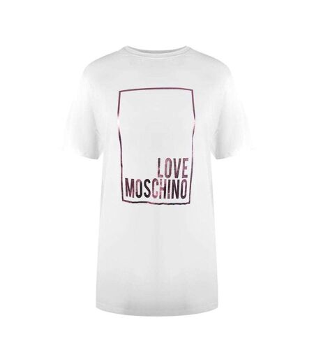 Womens/ladies Love Shiny Heart Cotton T-shirt White Shiny Love Moschino