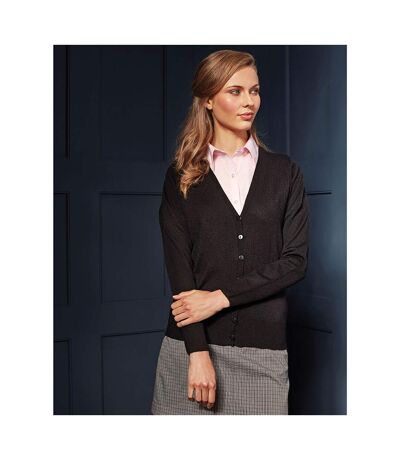 Womens/ladies Essential Acrylic Cardigan Black Premier
