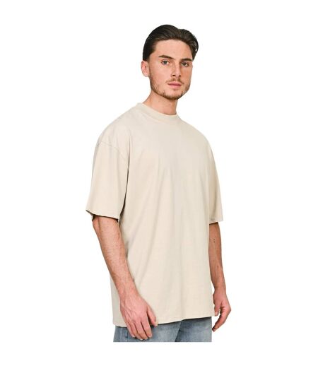 Unisex adult combed ringspun cotton extended neckline tall oversized t-shirt stone Casual Classics