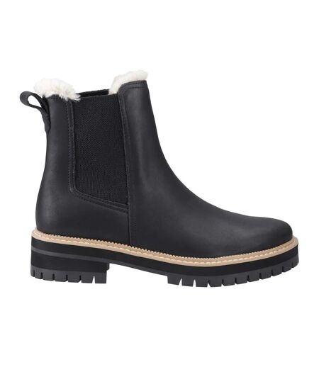 Womens/ladies Bennet Contrast Leather Ankle Boots Black Toms