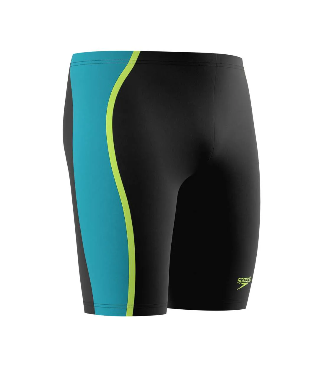 Mens Hyperboom Splice Colour Block Jammer Shorts Black Green Speedo-3