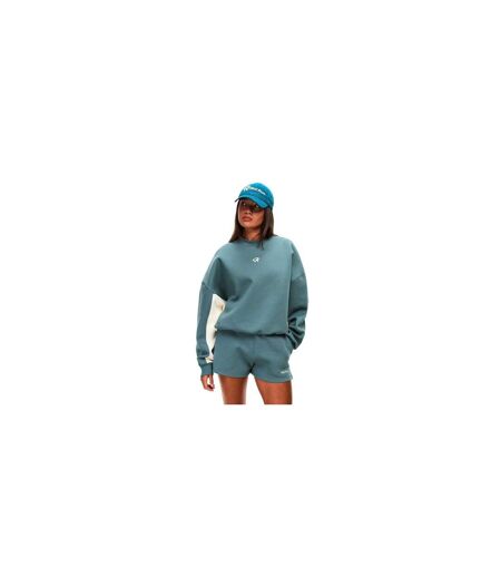 Womens/ladies Skyline Relaxed Fit Crop Sweatshirt Green Red Run