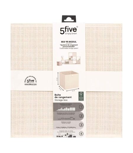 Boîte de Rangement Imprimé Tweed 31x31cm Beige