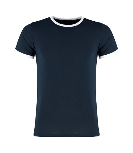 Kustom Kit Mens Fashion Fit Ringer T-Shirt (Navy/White)