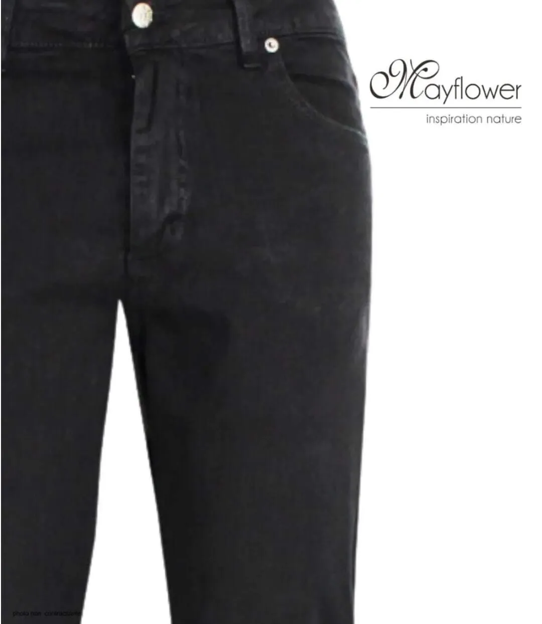 MAYFLOWER OUDA - Jean en tissu extensible pour femme : le confort absolu d'un denim stretch noir galbant-4