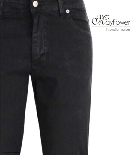 MAYFLOWER OUDA - Jean en tissu extensible pour femme : le confort absolu d'un denim stretch noir galbant