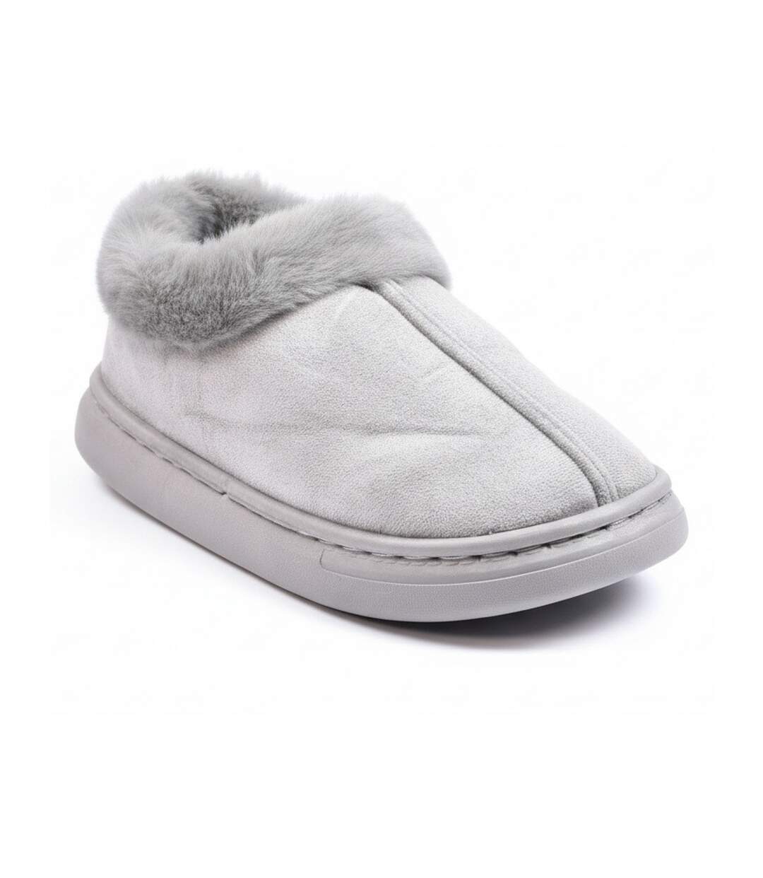 OZABI Pantoufles Fermées Femme, Suédine Synthétique, Col Fourrure-1