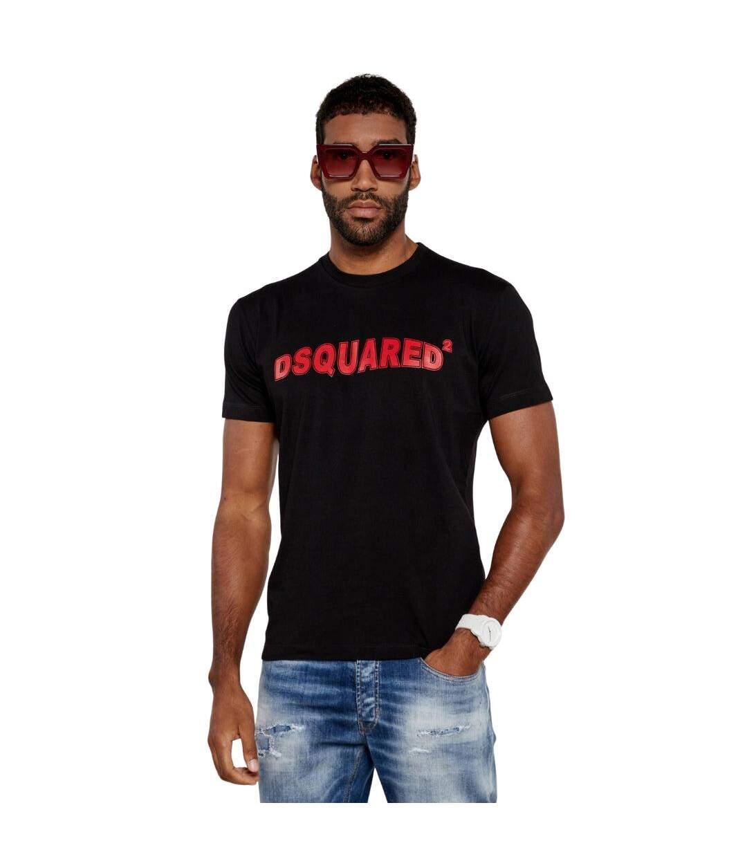 T-shirt Motif/style Logo Homme Noir Rouge DSquared2-3