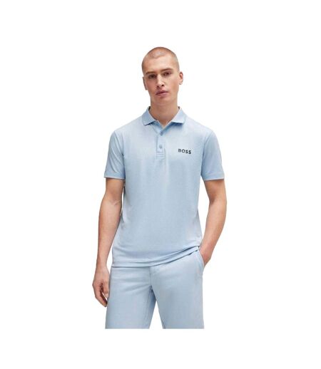 Polo Motif/style Logo Contrasté Homme Violet Boss