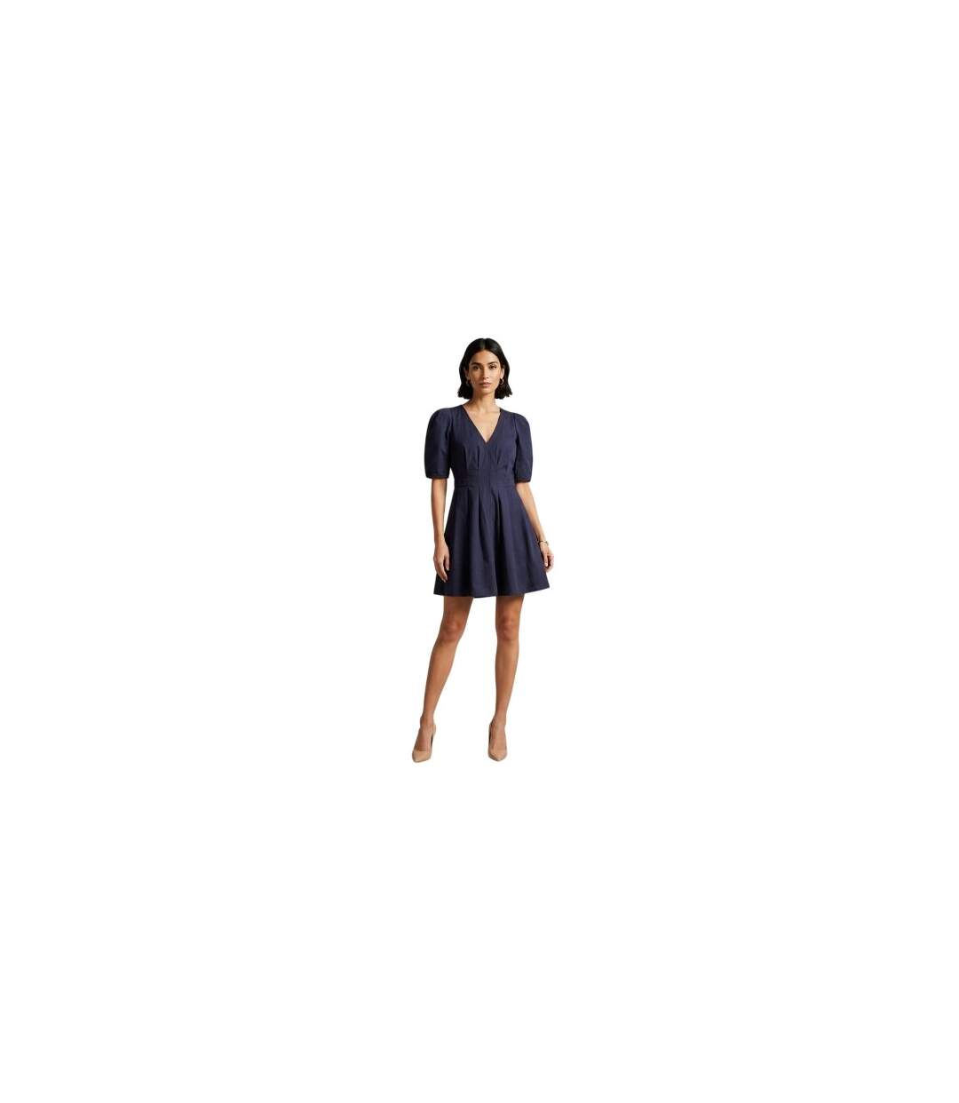 Robe Courte Manches Bouffantes Femme Bleu Marine Ted Baker-1