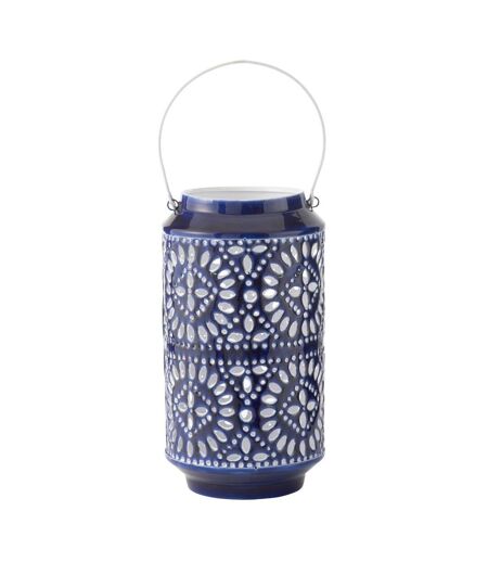Lanterne Ajourée en Métal Nag 33cm Bleu