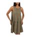 Womens/ladies Tiered V Neck Sleeveless Mini Dress Khaki Black Brave Soul-2