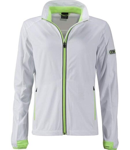 Veste softshell sport - Femme - JN1125 - blanc et vert vif