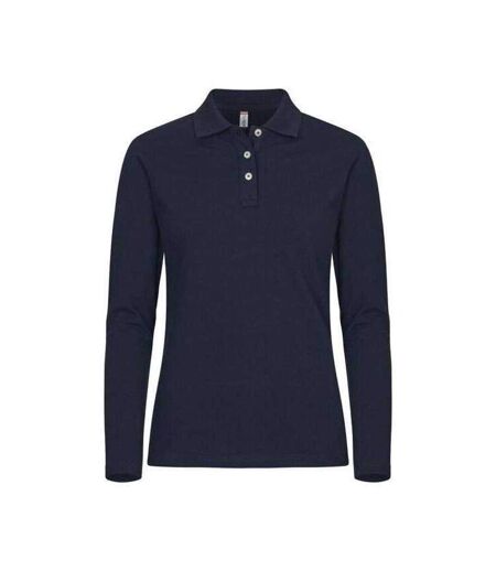 Polo Manches Longues Premium Femme Bleu Marine Foncé Clique