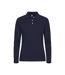 Polo Manches Longues Premium Femme Bleu Marine Foncé Clique-1
