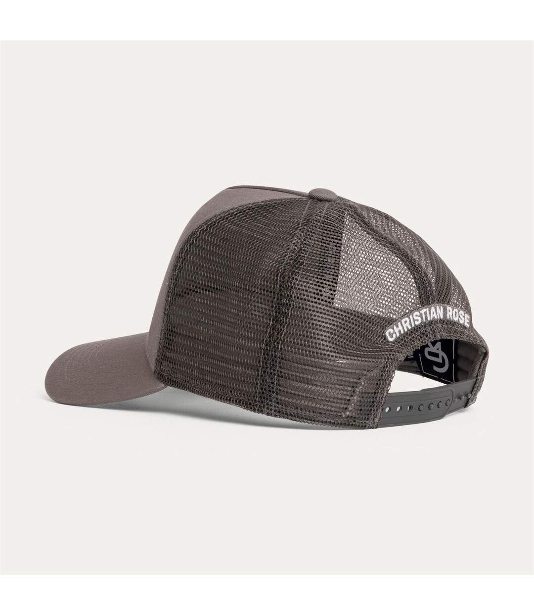 Embroidered Patch Trucker Cap Grey White Christian Rose-3