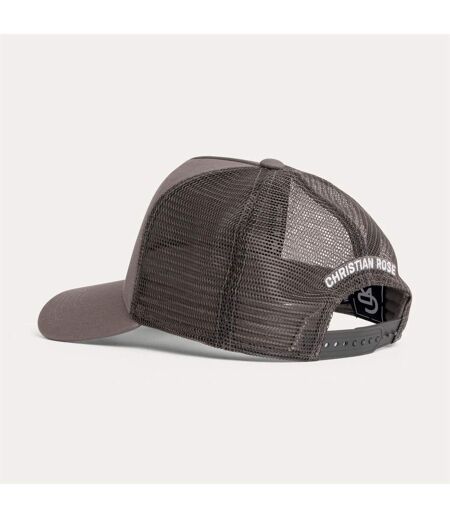 Embroidered Patch Trucker Cap Grey White Christian Rose