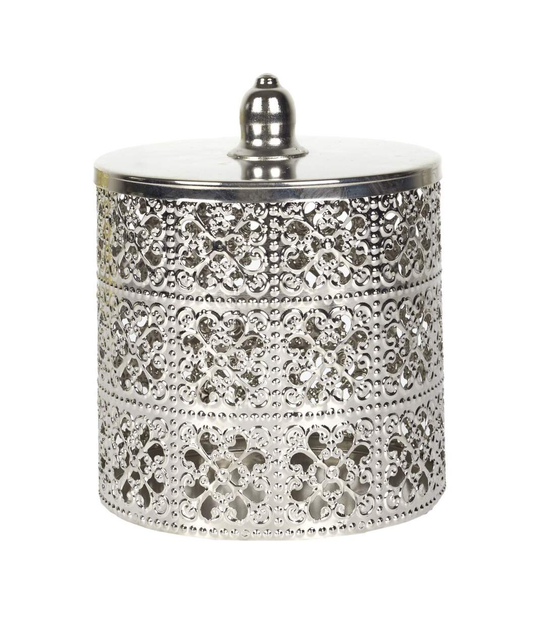 Boîte Déco en Métal Ajourée 14cm Argent-1