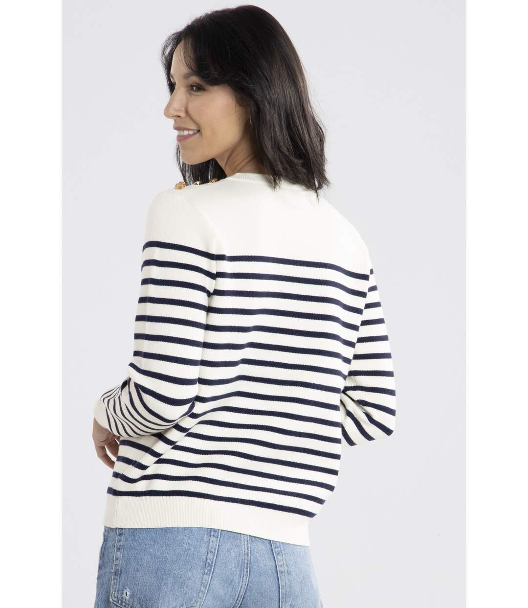 Pull Voile Ecru/Marine