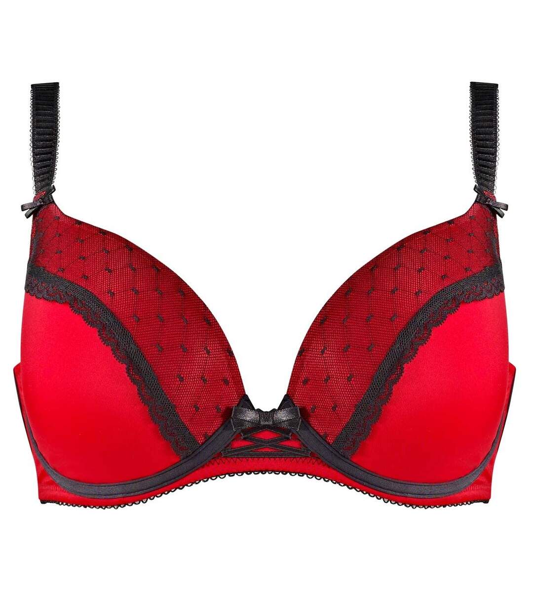 Soutien-gorge ampliforme coque moulée C, D et E rouge/noir Tania-1