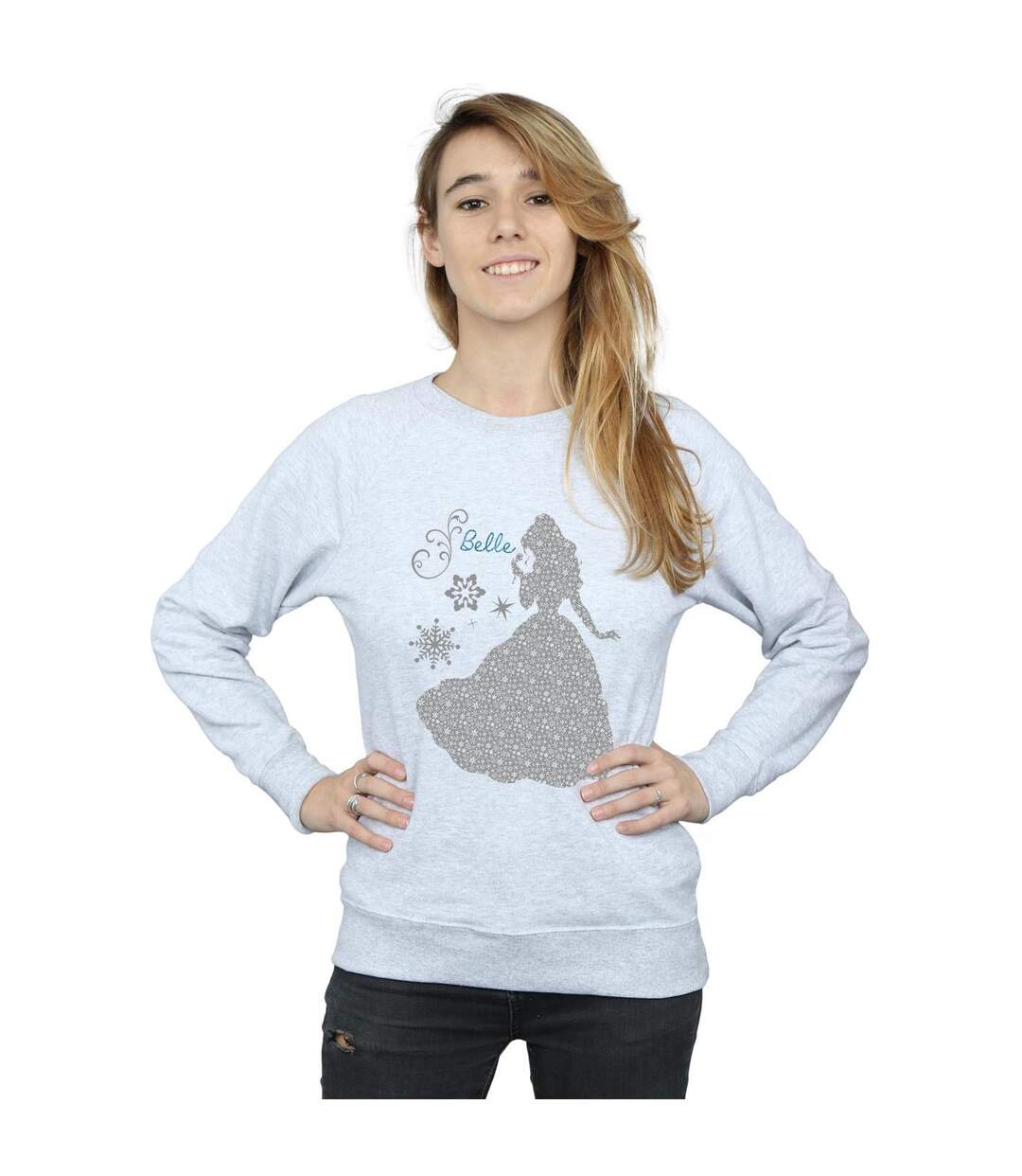 Disney Princess - Sweat BELLE CHRISTMAS SILHOUETTE - Femme (Gris chiné) - UTBI10276-2