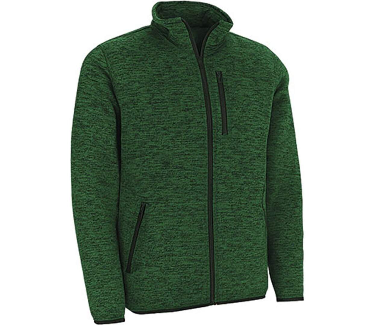 Veste tricot intérieur polaire - WATERFORD - vert bouteille chiné-1