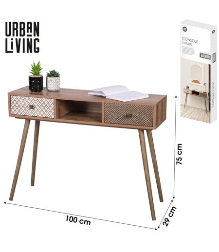 Console Baobab en MDF 2 tiroirs et 1 niche ouverte - L.100 cm x H.75 cm - Marron