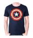 T-shirt Motif/style Logo Homme Bleu Marine Captain America-1