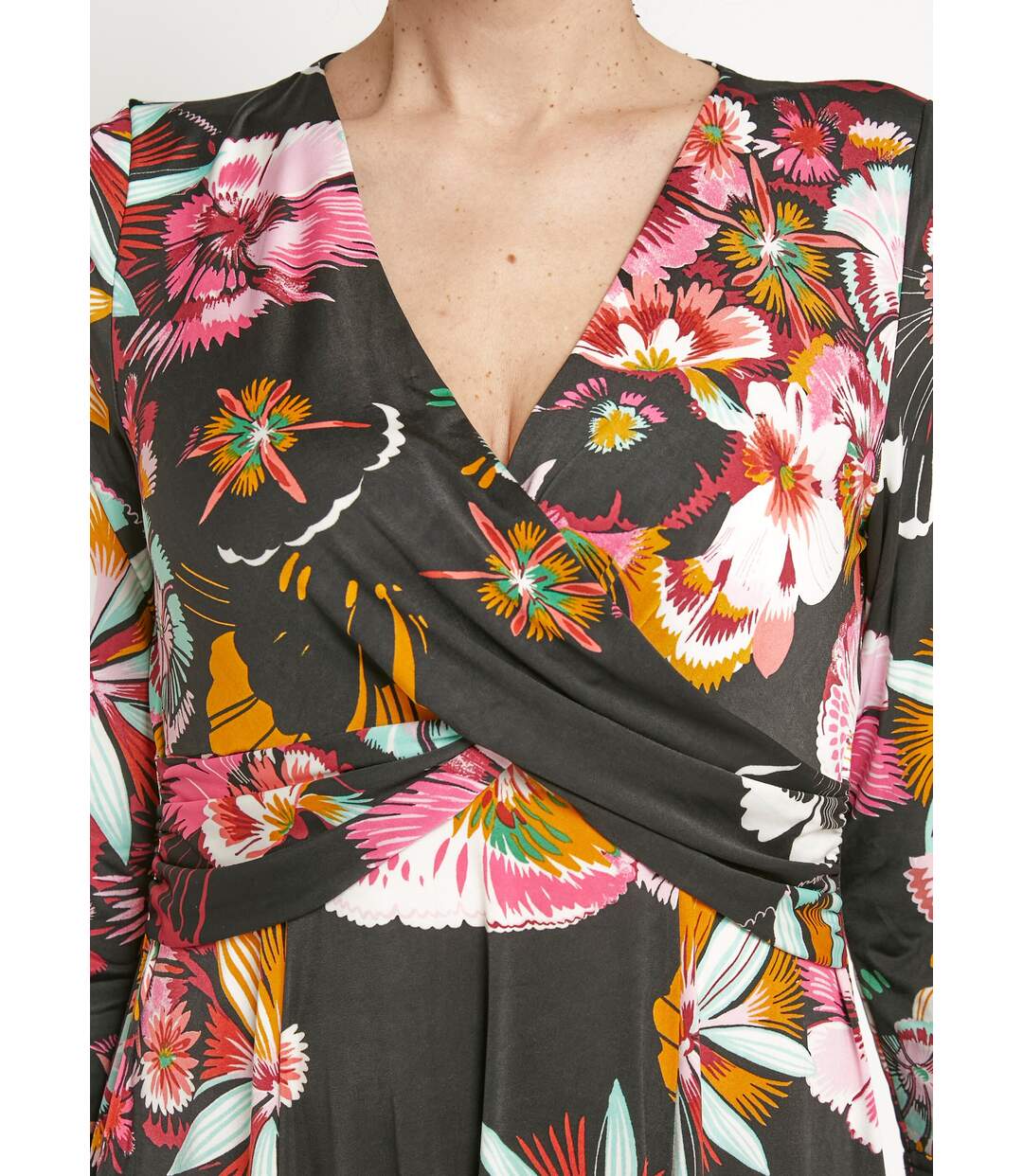 Robe cache-c¿ur motif fleuri japonisant-3