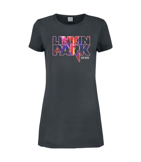 Womens/ladies New Divide Linkin Park T-shirt Dress Charcoal Amplified