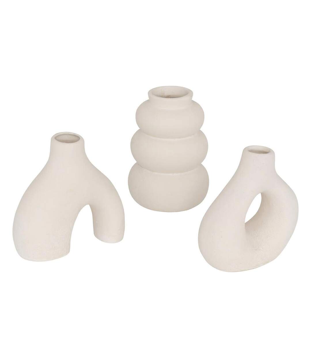Lot de 3 Soliflores en Céramique Lora 9cm Blanc-1