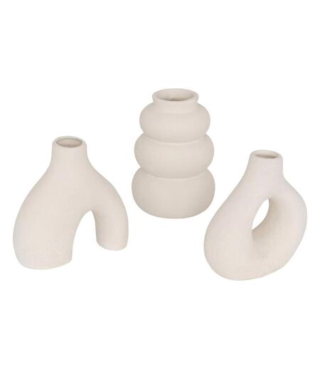 Lot de 3 Soliflores en Céramique Lora 9cm Blanc
