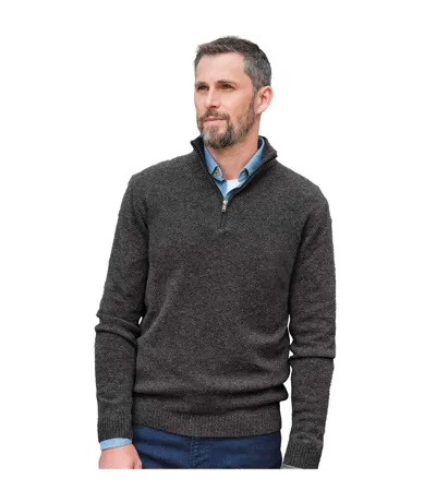 Pull À Col Zippé En Laine D'agneau Pour Hommes Charbon WoolOvers