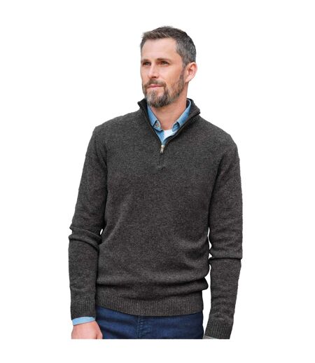 Pull À Col Zippé En Laine D'agneau Pour Hommes Charbon WoolOvers