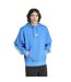 Mens 3 Stripes Fleece Hoodie Blue White Adidas-1