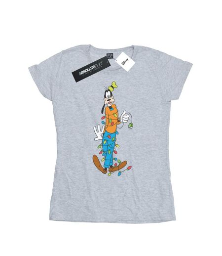 Disney T-shirt en coton Femme/Les femmes Goofy Christmas Lights (Gris sportif) - UTBI32875
