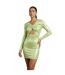 Womens/ladies Metallic Front Tie Bodycon Dress Green AmyLynn-3