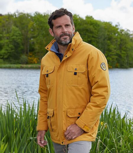 Men's Ochre Multi-Pocket Parka - Water-Repellent   