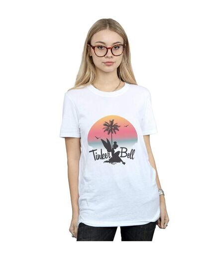 Disney Femmes/Ladies - T-shirt en coton à motif de coucher de soleil de la Fée Clochette (Blanc) - UTBI46484