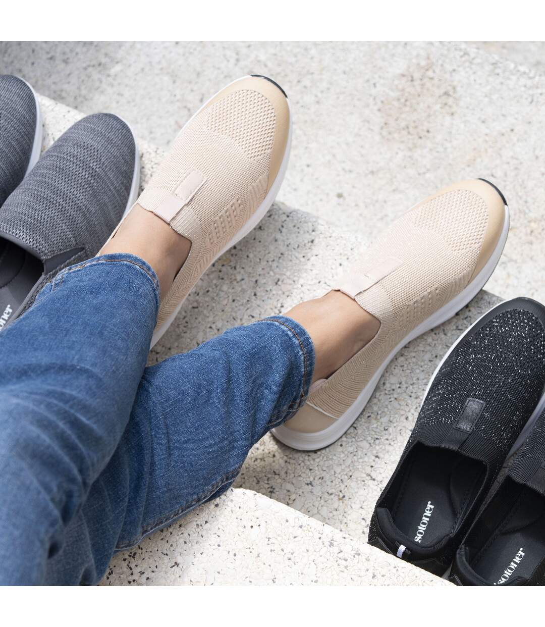 Isotoner Baskets femme maille lurex, slip on, confortable, souple et légères, avec lacets-2