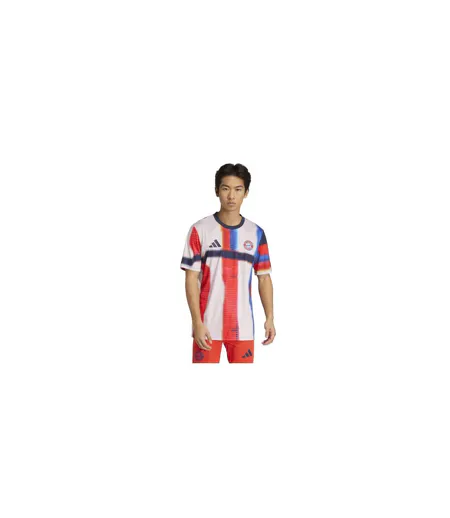 T-shirt Manches Courtes Motif/style Fc Bayern Munich Homme Bleu Marine Foncé Blanc Adidas