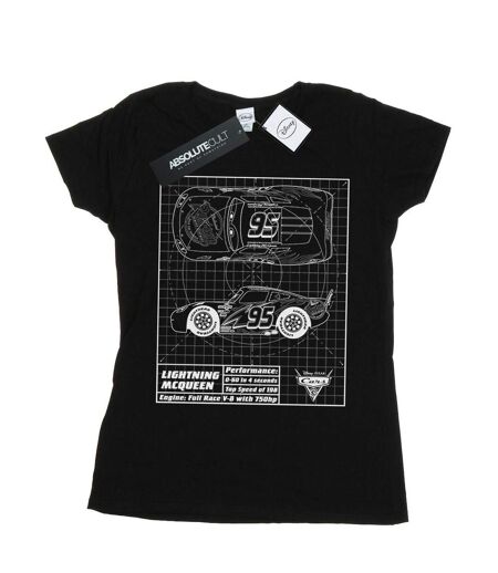 Disney - T-shirt CARS LIGHTNING MCQUEEN BLUEPRINT - Femme (Noir) - UTBI13739