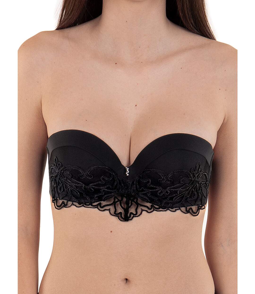 Soutien-gorge balconnet bandeau push-up Rhapsody noir Lisca-1