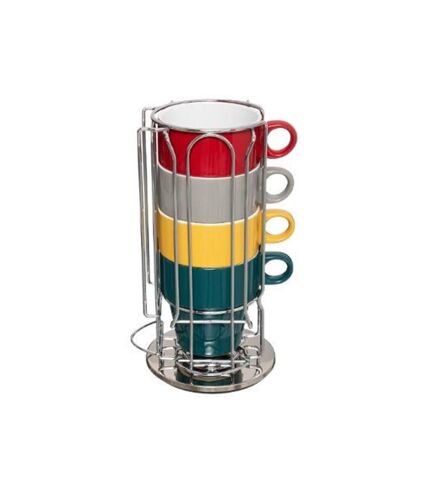 Lot de 4 Mugs & Porte Capsules Rack 23cm Multicolore